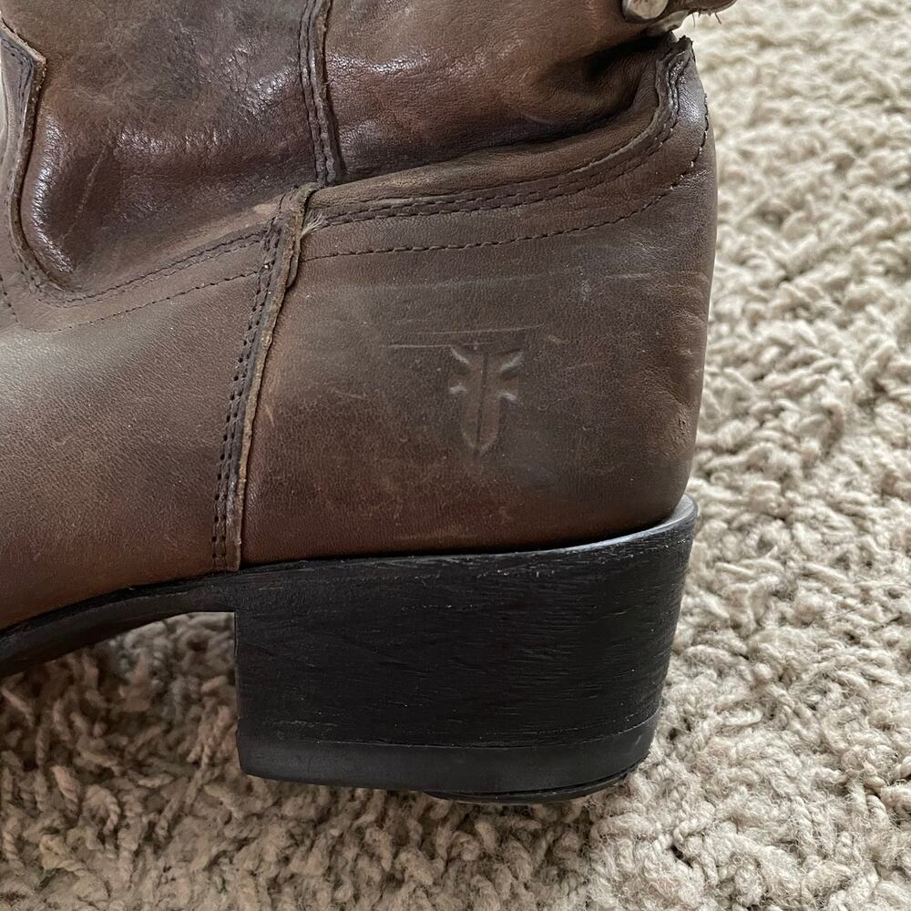 Frye Diana Cut Stud Short Boots Booties Western Cowgirl brown sz 8 - Picture 5 of 13